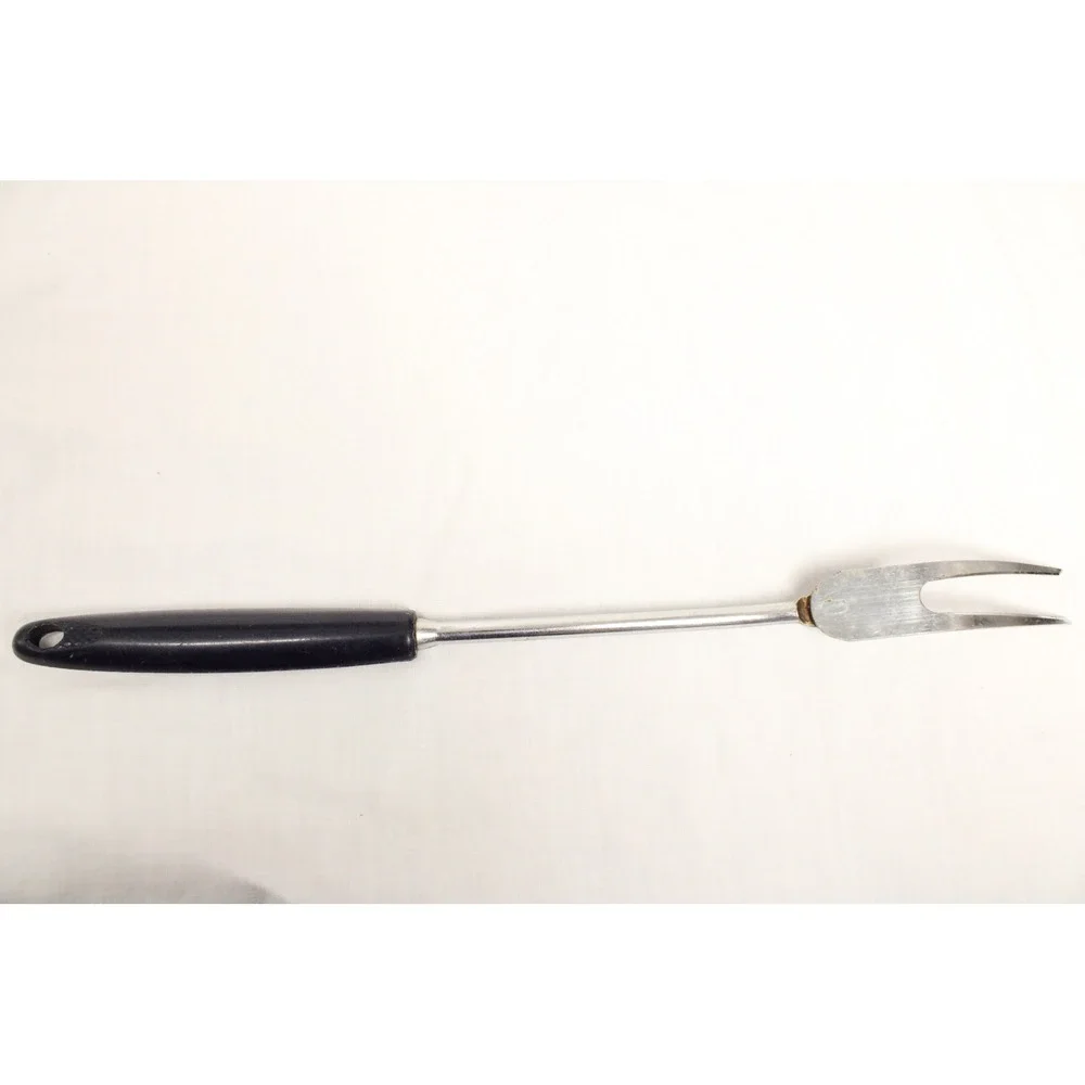 EKCO Meat Carving Fork Vintage USA Black Handle Chromium Plated Retro Kitchen